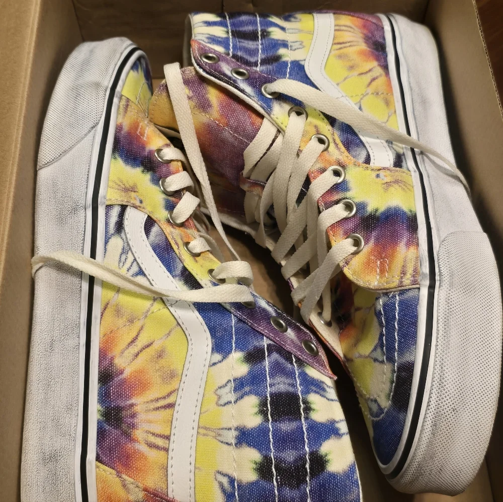 NEW VANS SK8-HI Tapered Skate Shoe Washed Tie Dye Canvas Sneakers Men's 10 - Picture 9 of 9